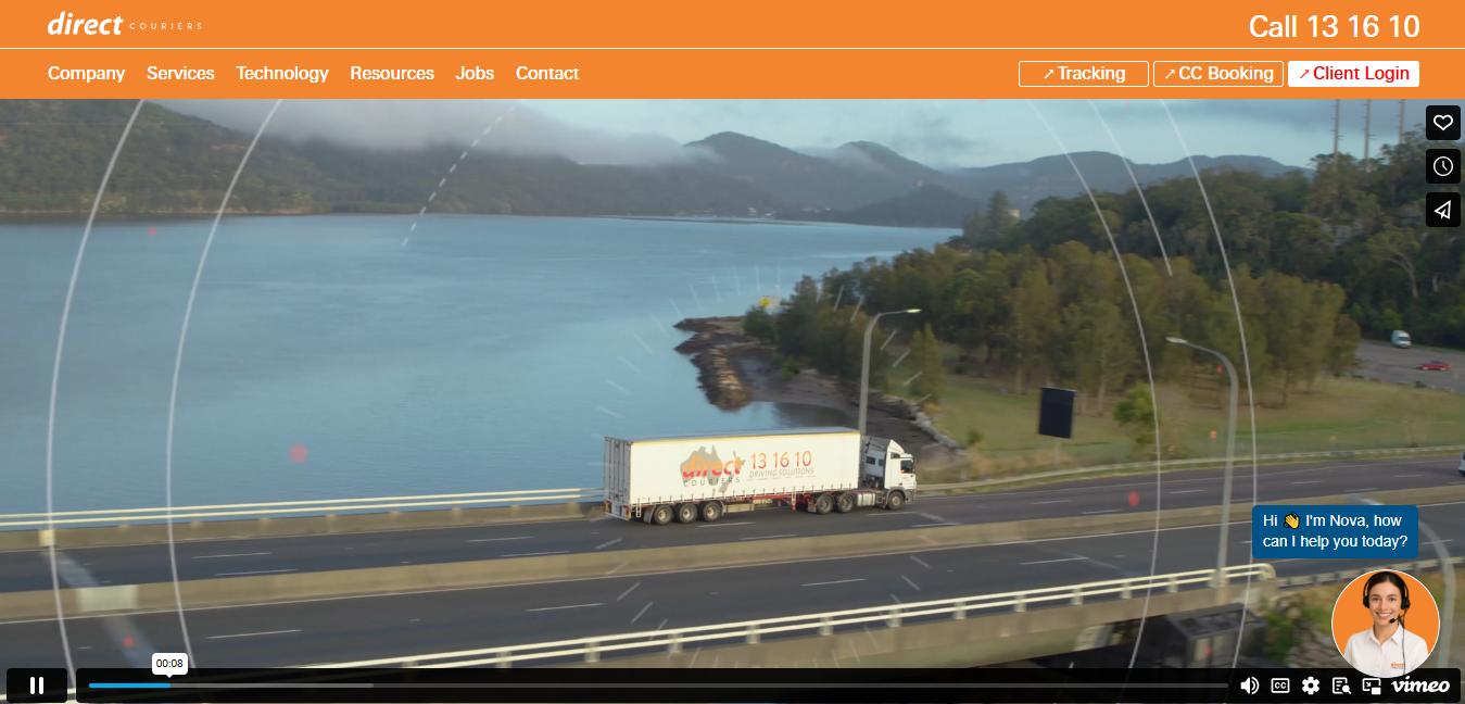Alt text: Direct Couriers Homepage