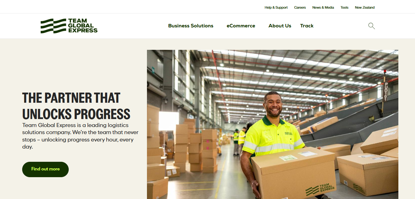 Alt text: Team Global Express Homepage