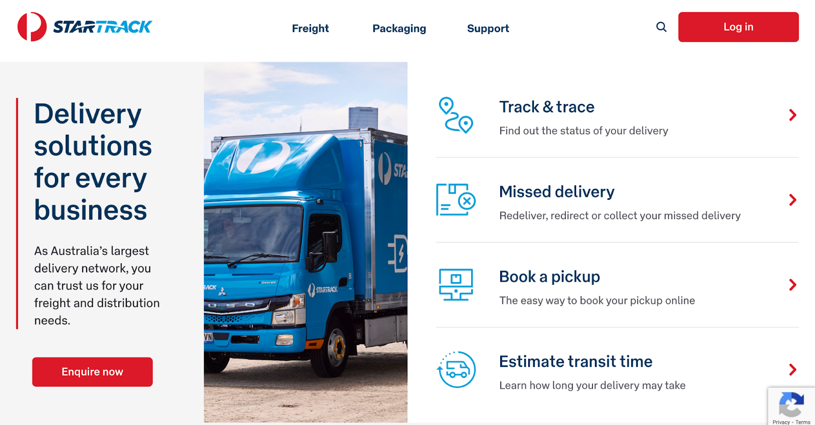 Alt text: StarTrack Homepage