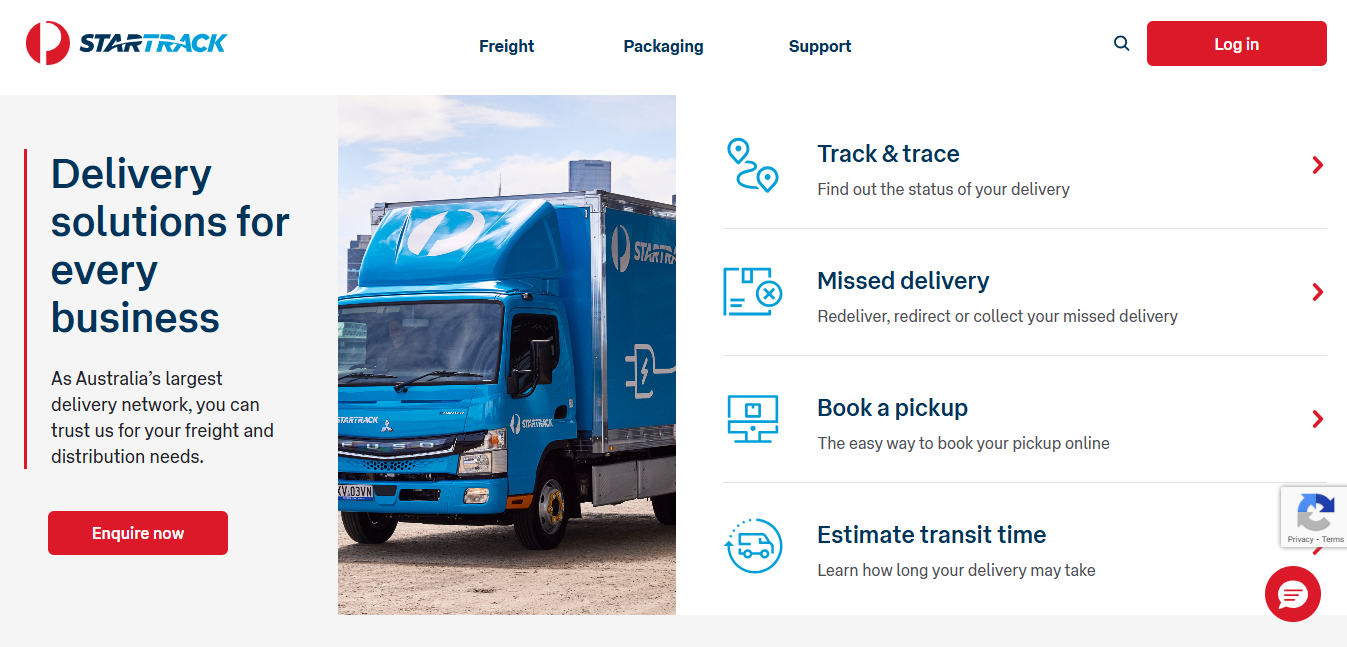 Alt text: StarTrack Homepage