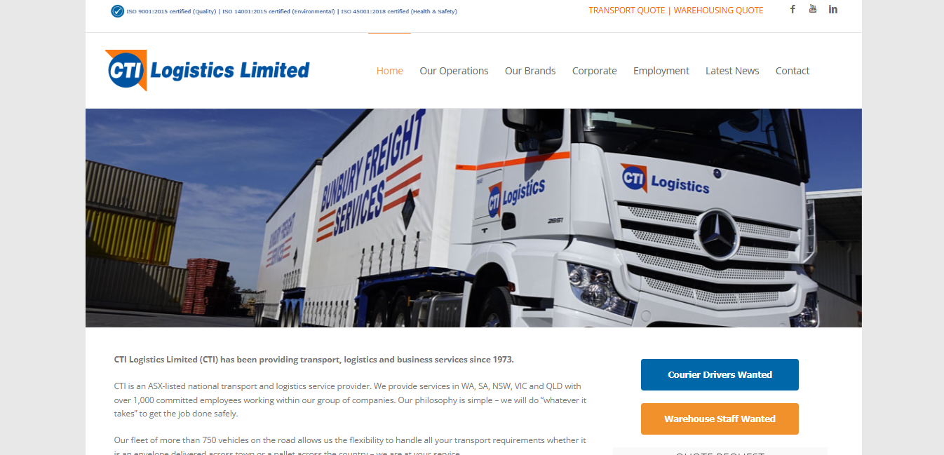 Alt text: CTI Logistics Homepage