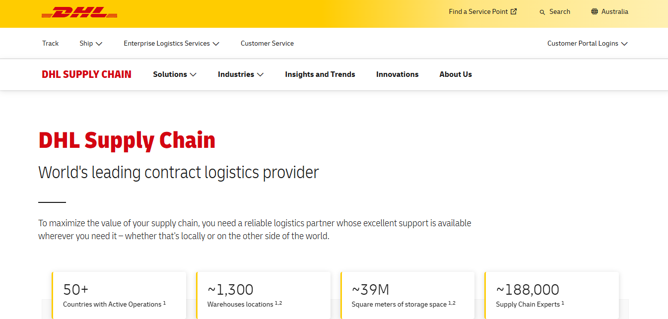 Alt text: DHL Supply Chain Homepage