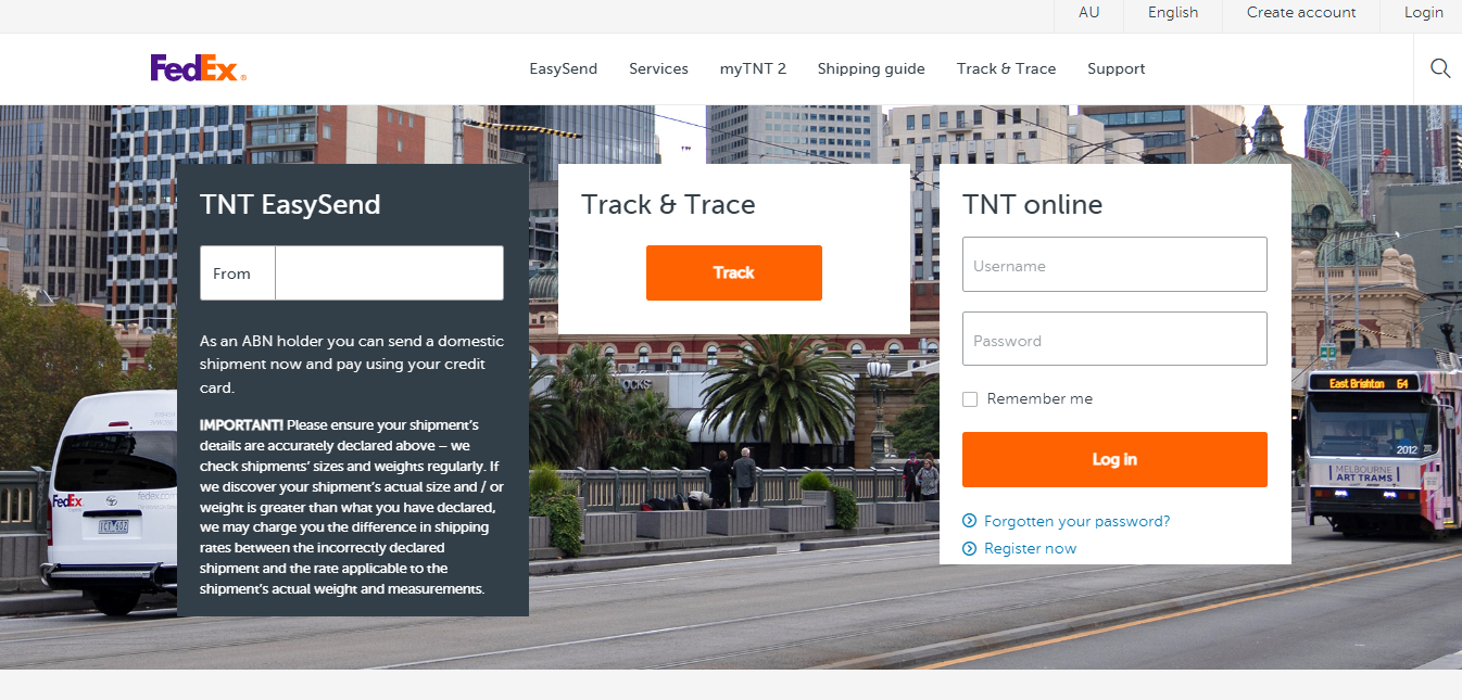 Alt text: TNT homepage