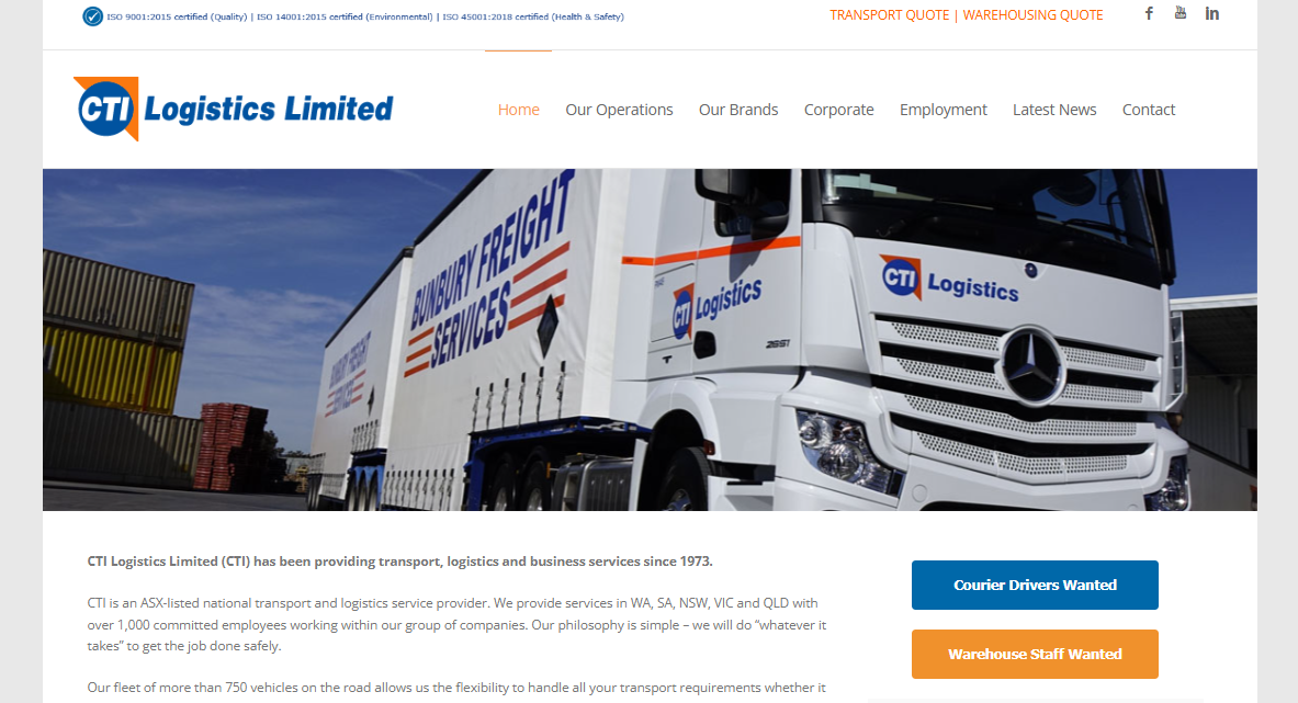 Alt text: CTI Logistics Homepage