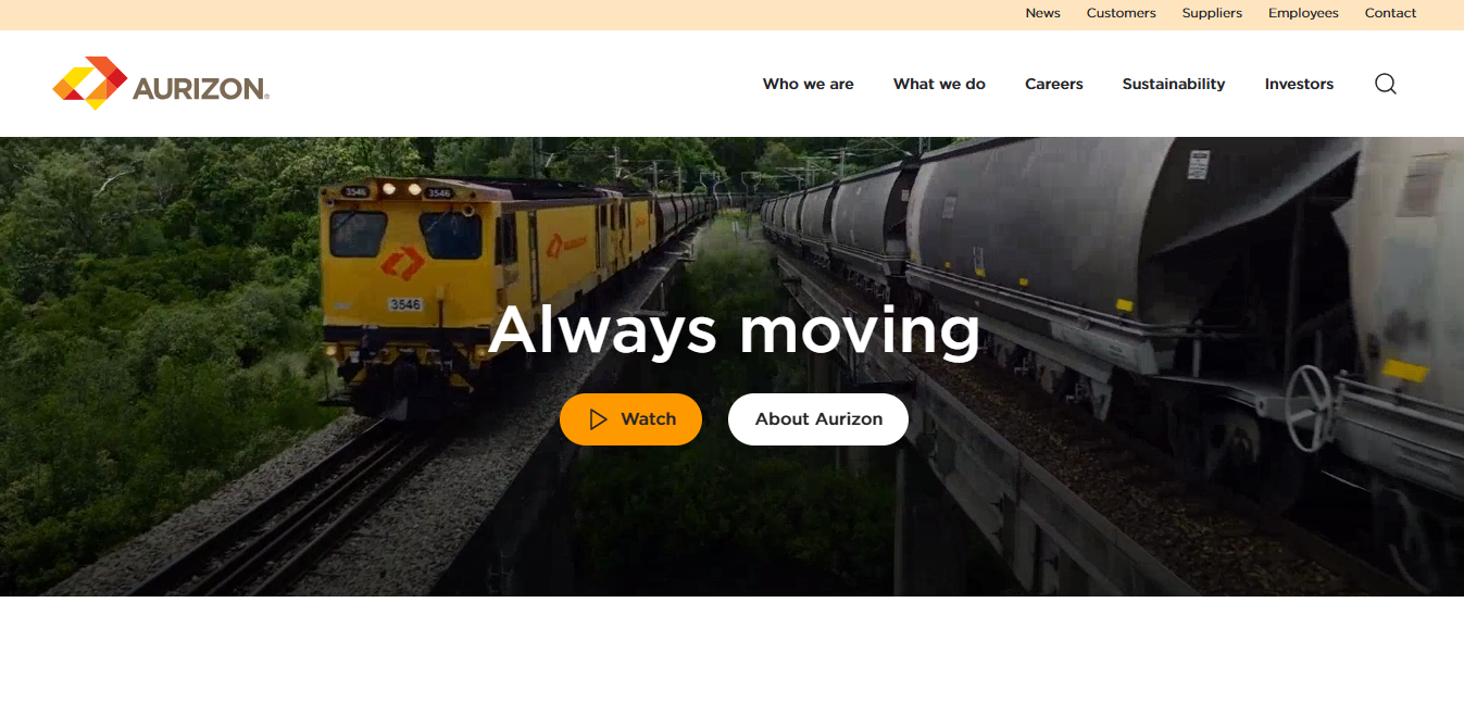 Alt text: Aurizon Homepage