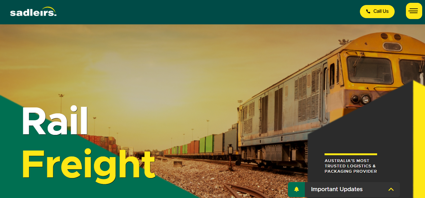 Alt text: Sadleirs Rail Freight Homepage