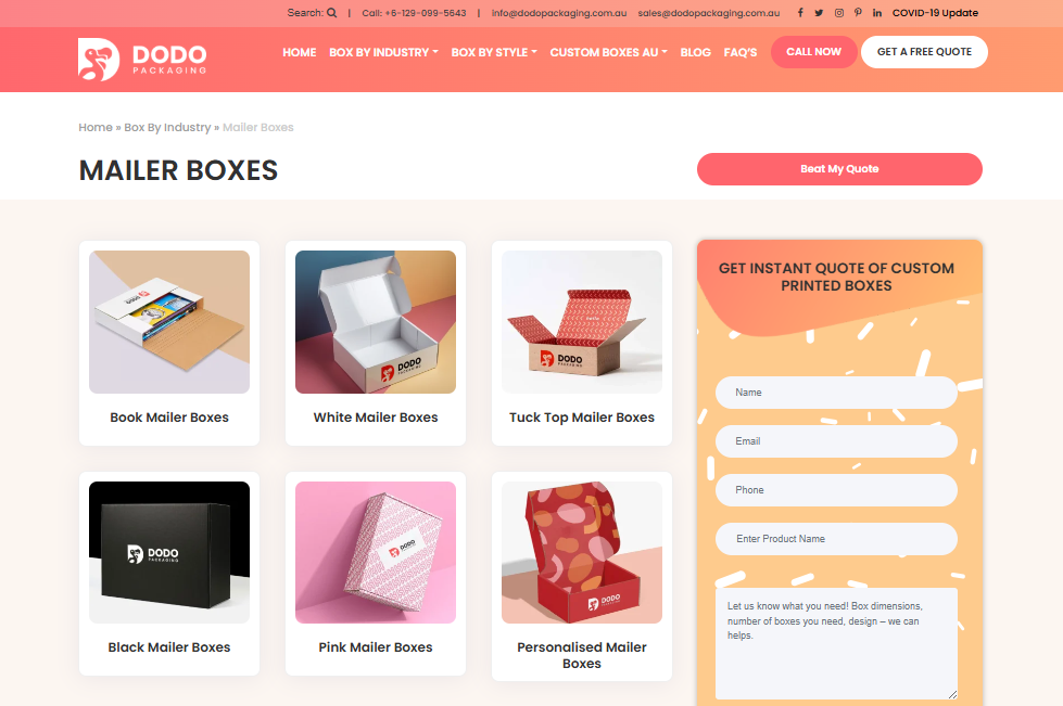 Alt text: Dodo Packaging Homepage