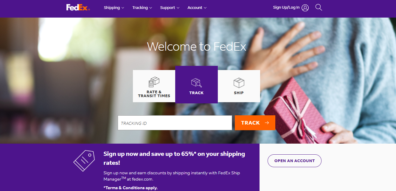 Alt text: FedEx Homepage
