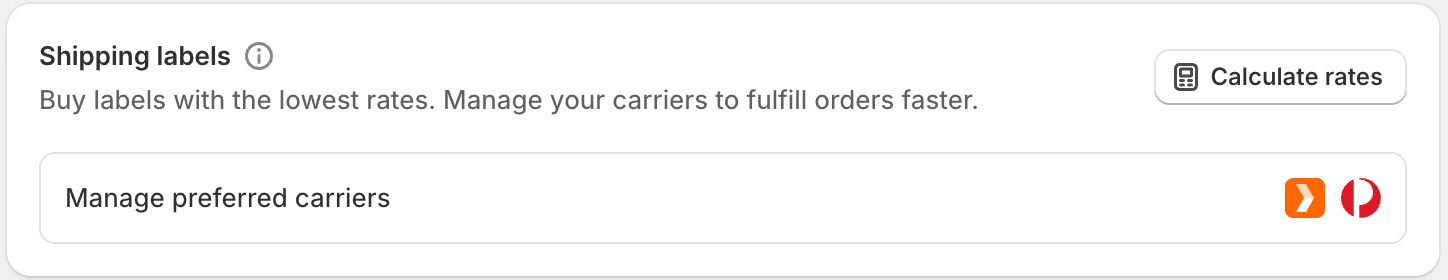 Alt text: Enabling carrier-calculated rates on Shopify