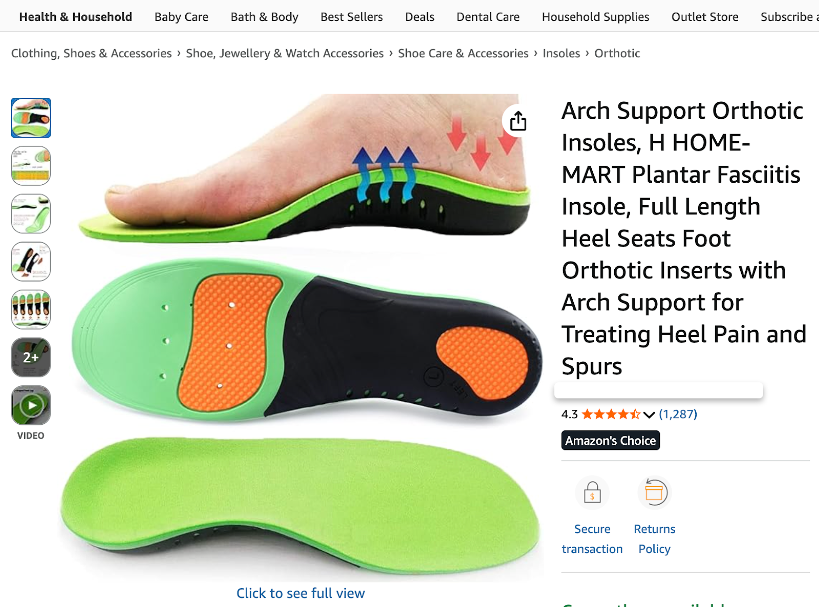 Alt text: Sample listing on Amazon