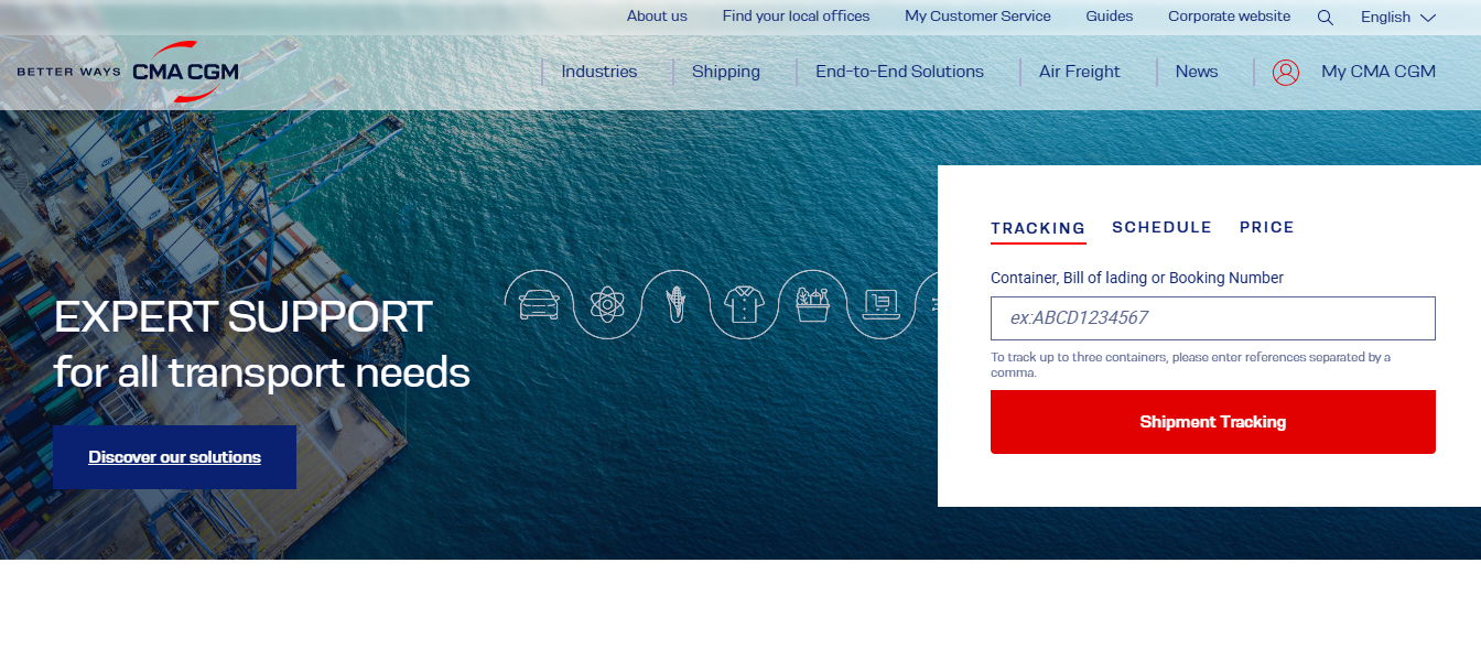 Alt text: CMA-CGM homepage