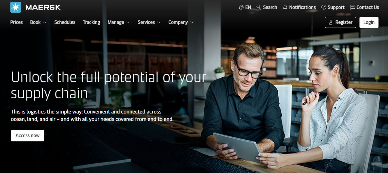 Alt text: Maersk homepage