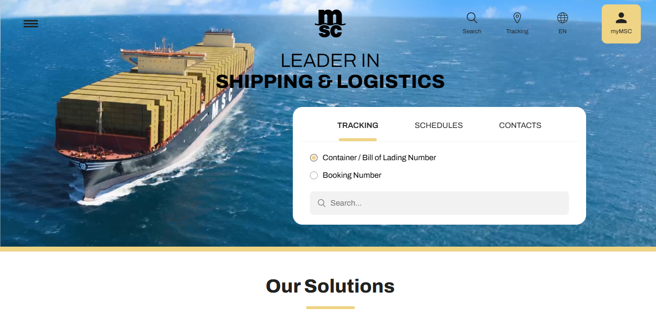 Alt text: MSC homepage