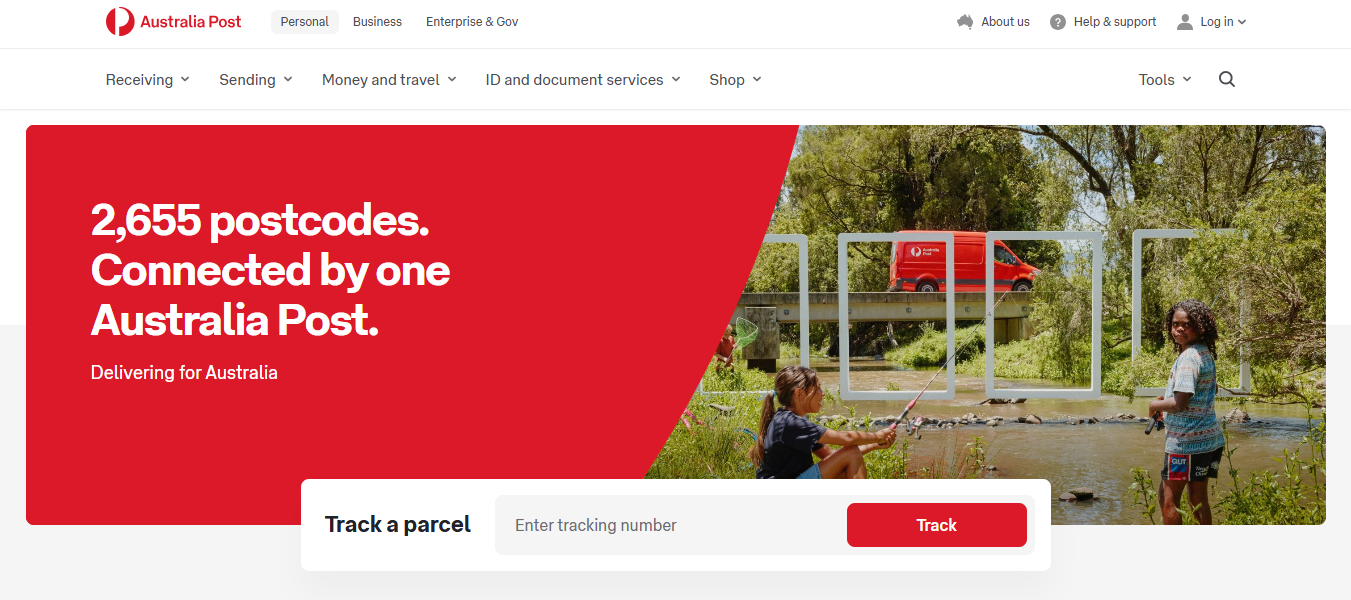 Alt text: Australia Post homepage