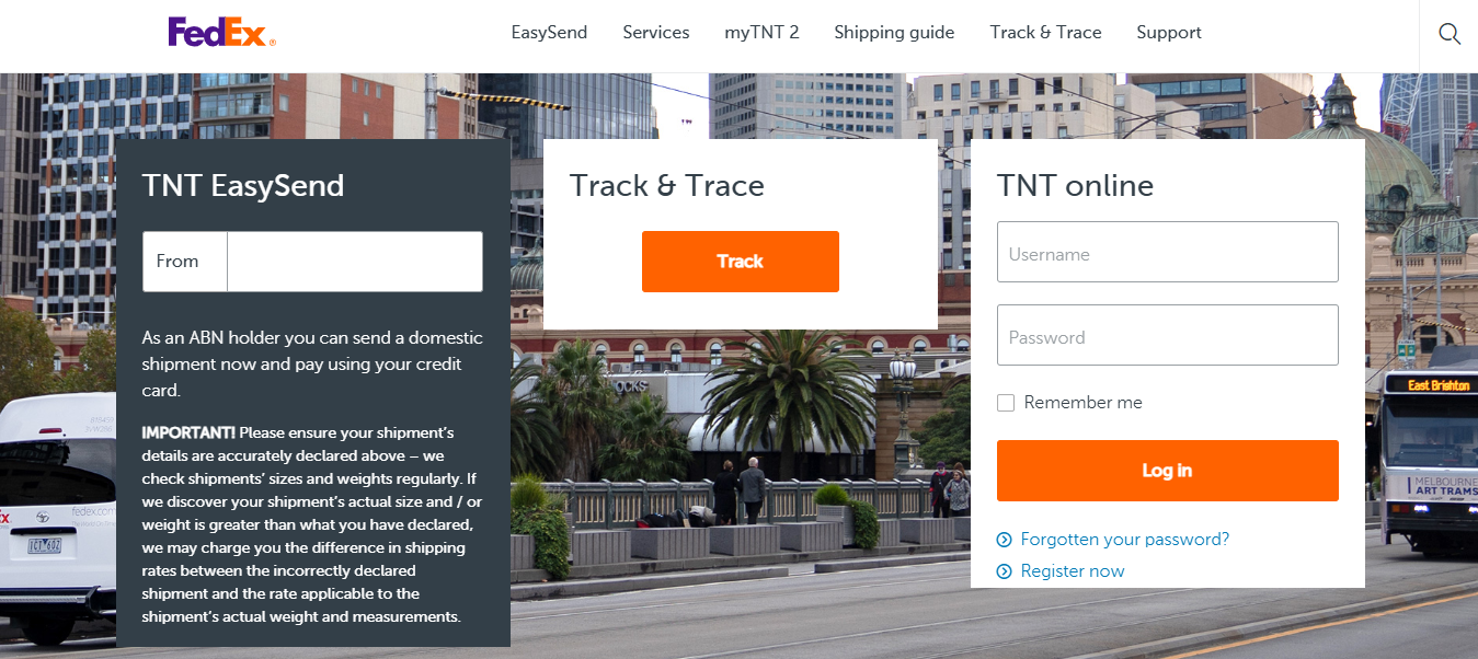 Alt text: TNT homepage