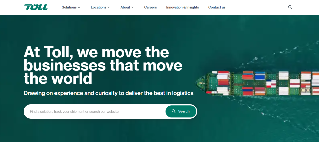 Alt text: Toll Group homepage
