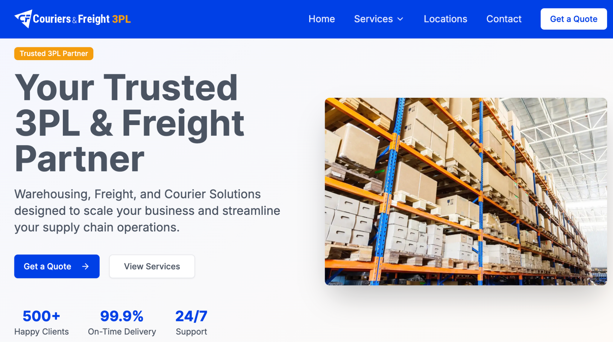 Alt text: Couriers & Freight homepage