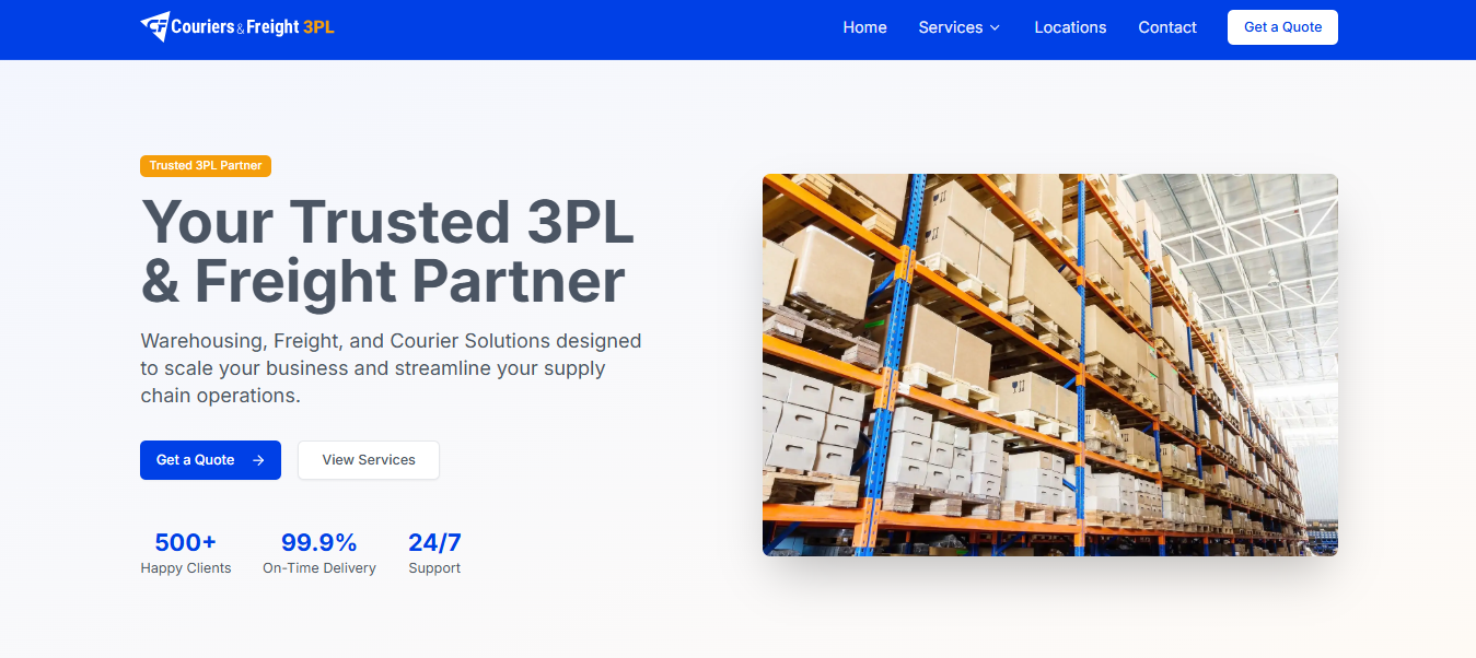 Alt text: Couriers & Freight 3PL homepage