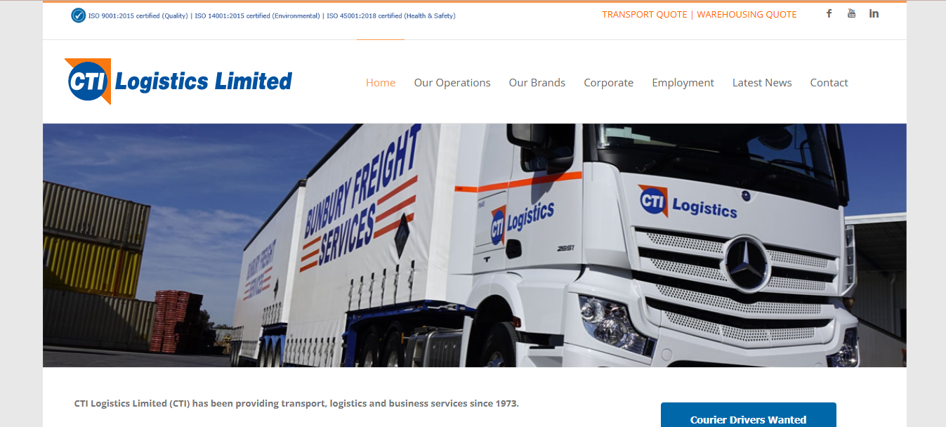 Alt text: CTI Logistics homepage