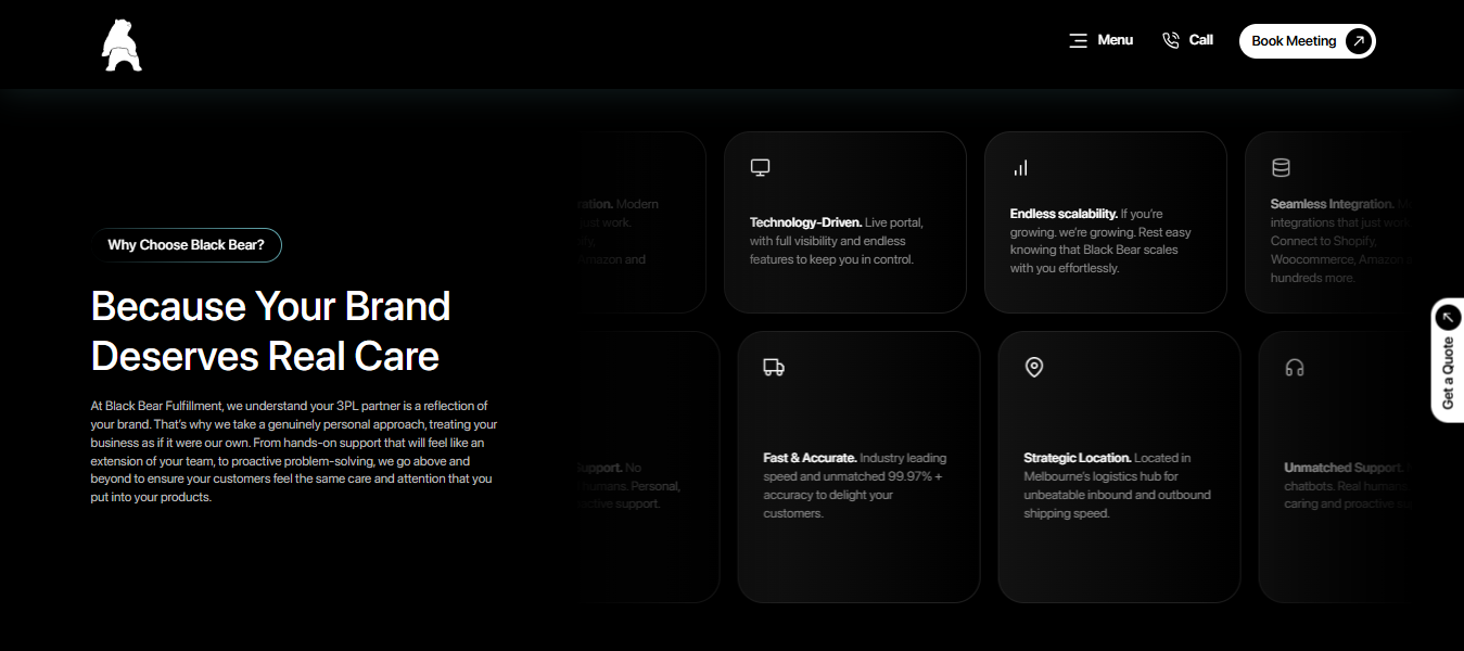 Alt text: Black Bear Fulfilment homepage