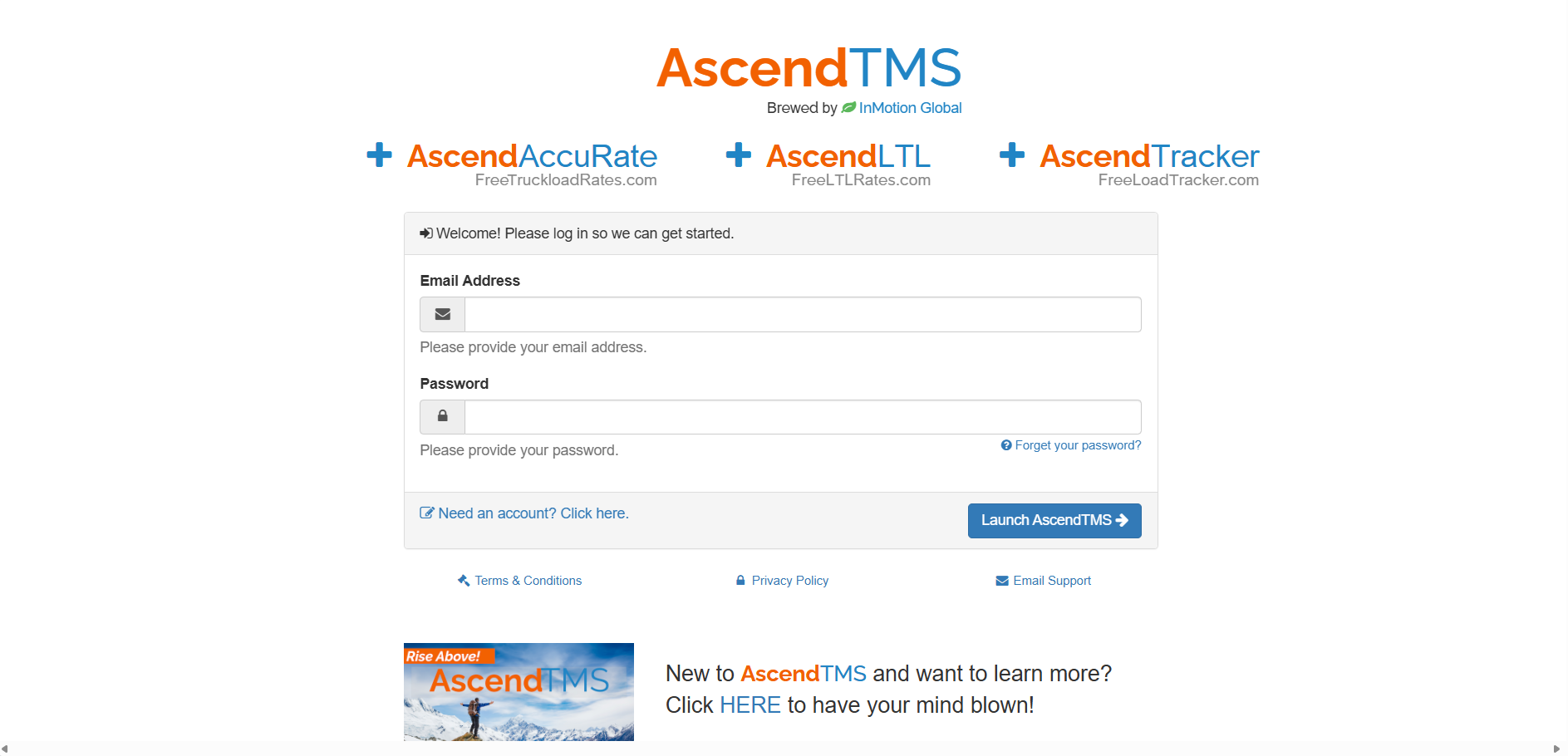 Alt text: AscendTMS Homepage