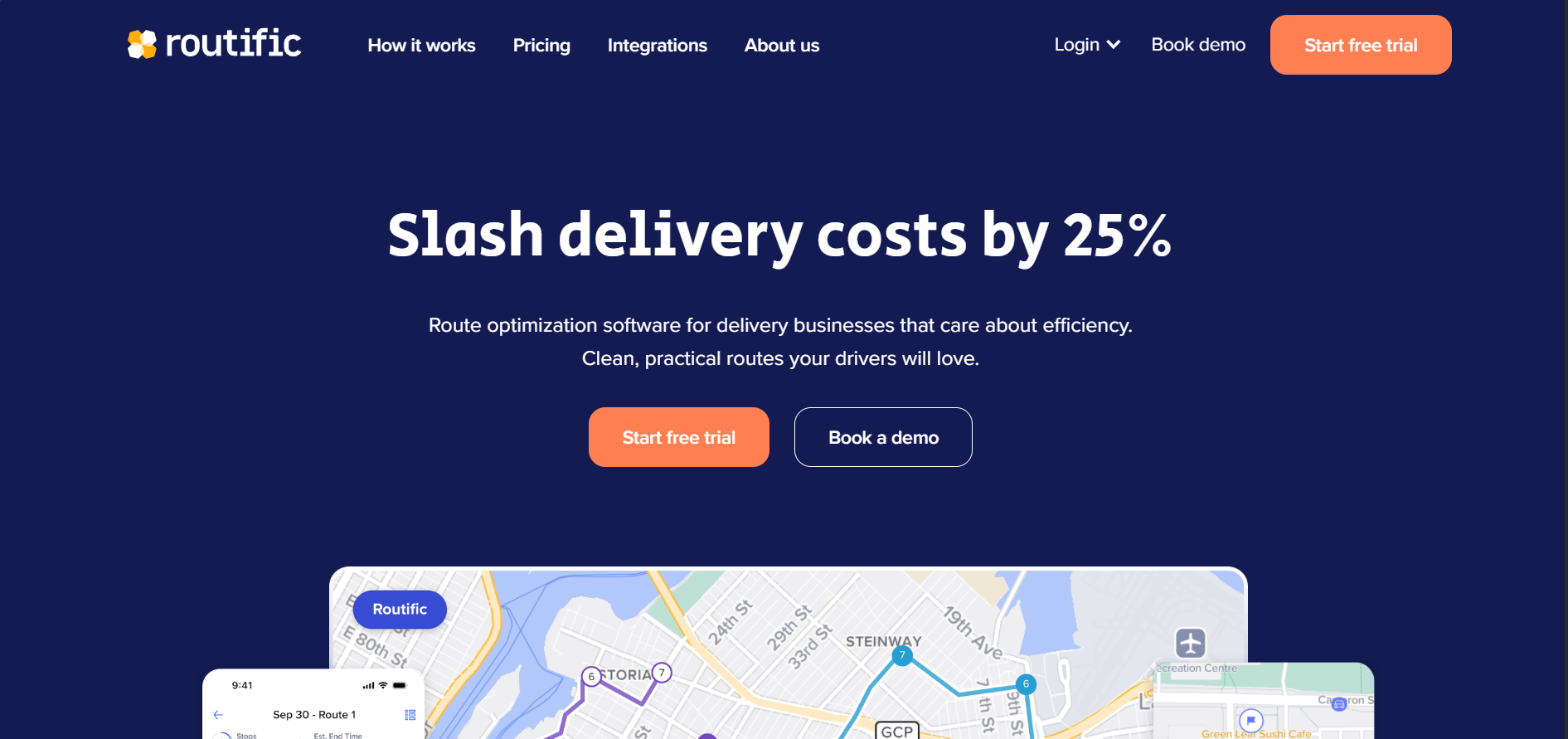 Alt text: Routific Homepage