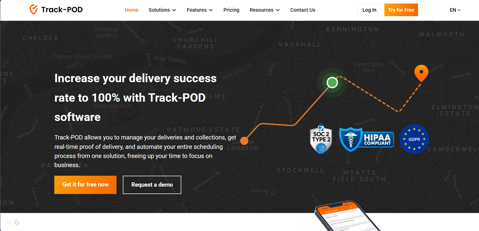 Alt text: Track-POD Homepage