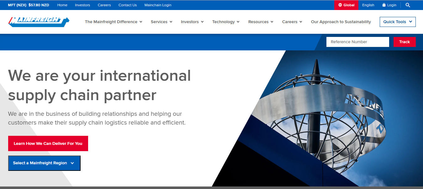 Alt text: Mainfreight homepage