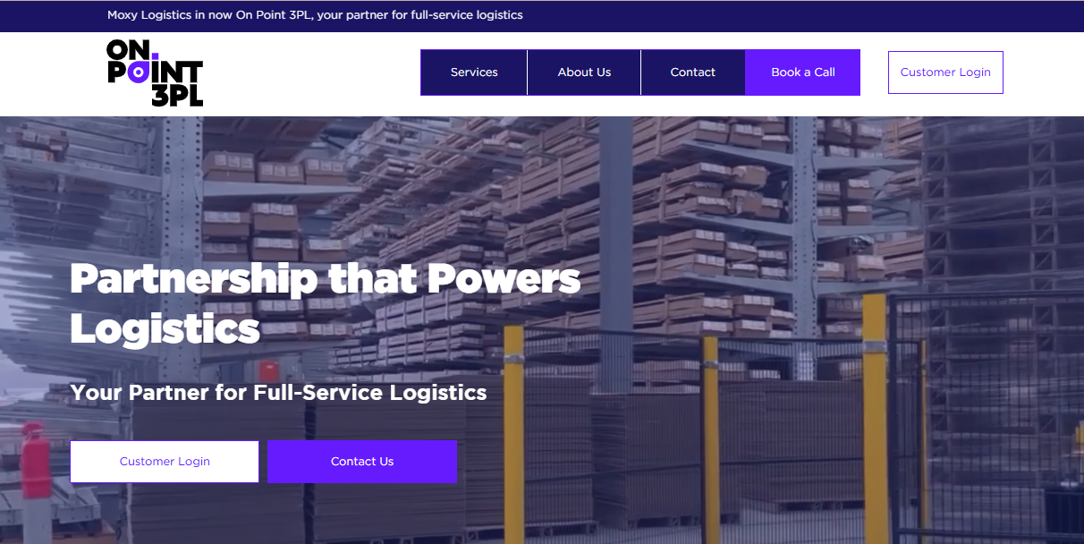 Alt text: On Point 3PL homepage