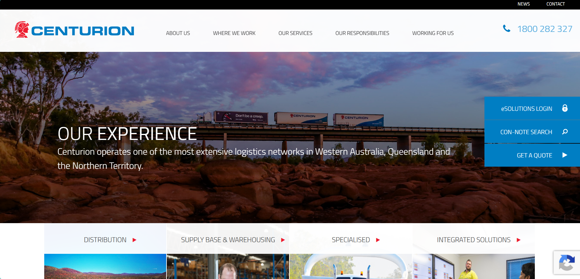 Alt text: Centurion homepage