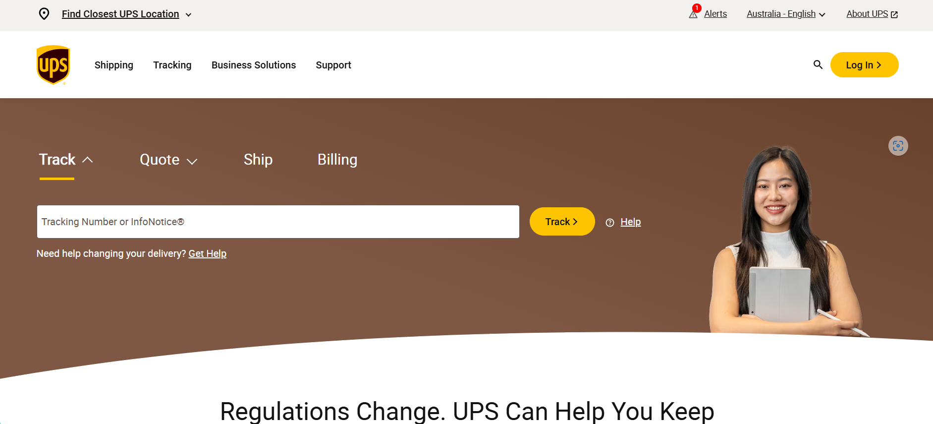 Alt text: UPS homepage