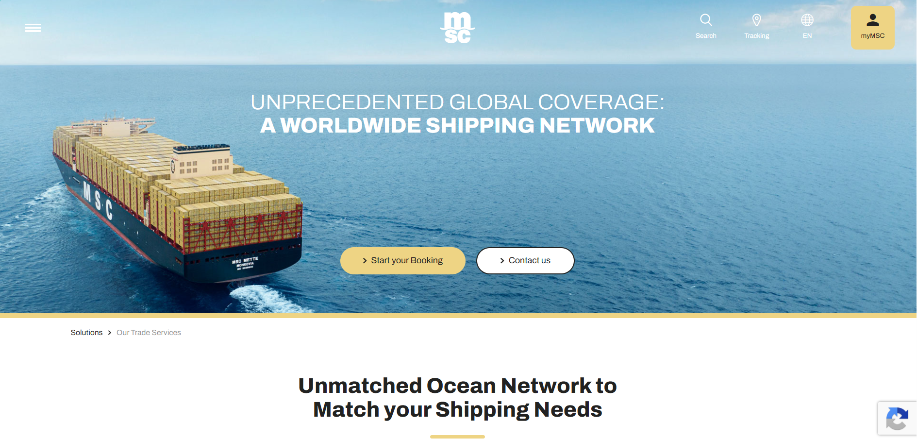 Alt text: MSC homepage