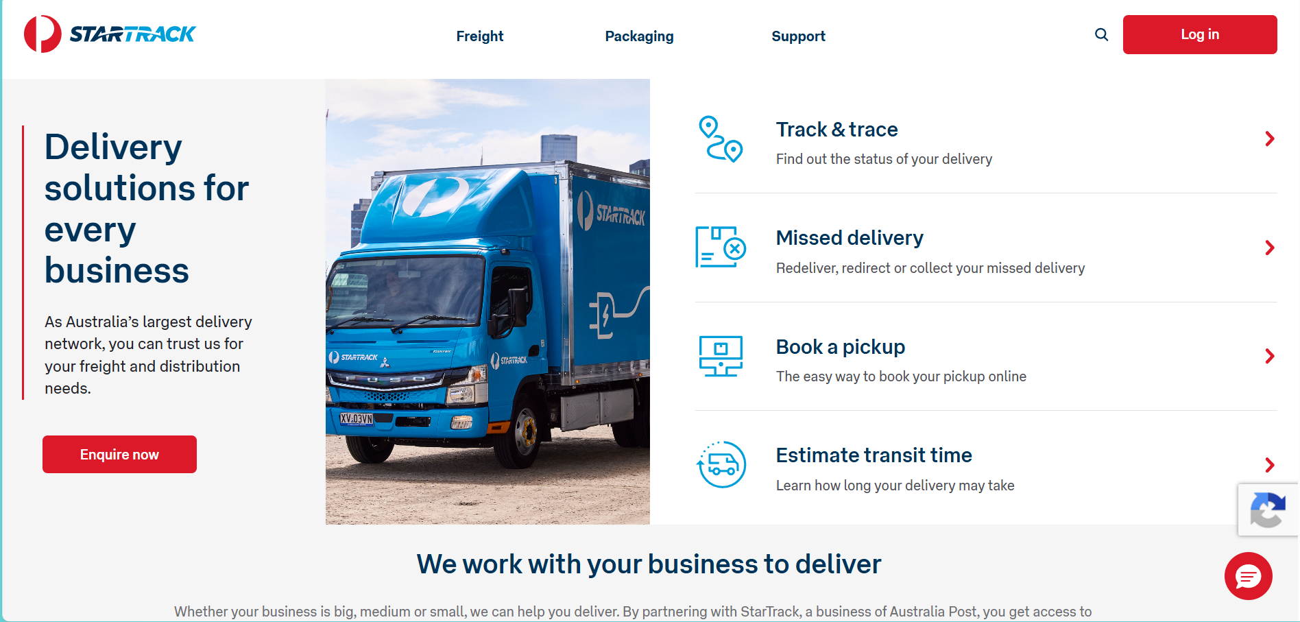 Alt Text: StarTrack homepage
