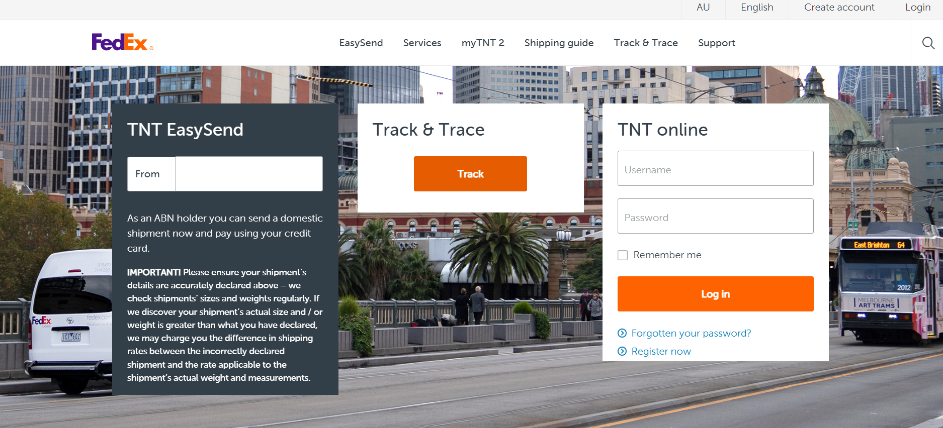 Alt text: TNT homepage
