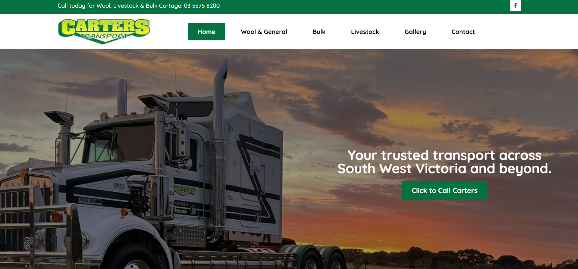 Alt text: Carters Transport homepage