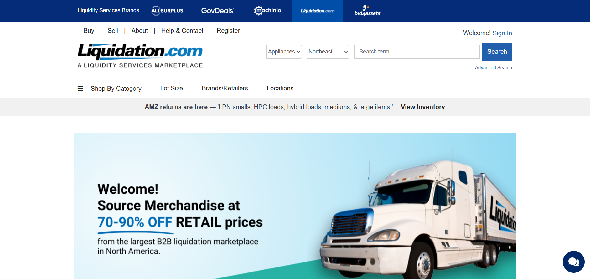 Alt text: Liquidation.com homepage