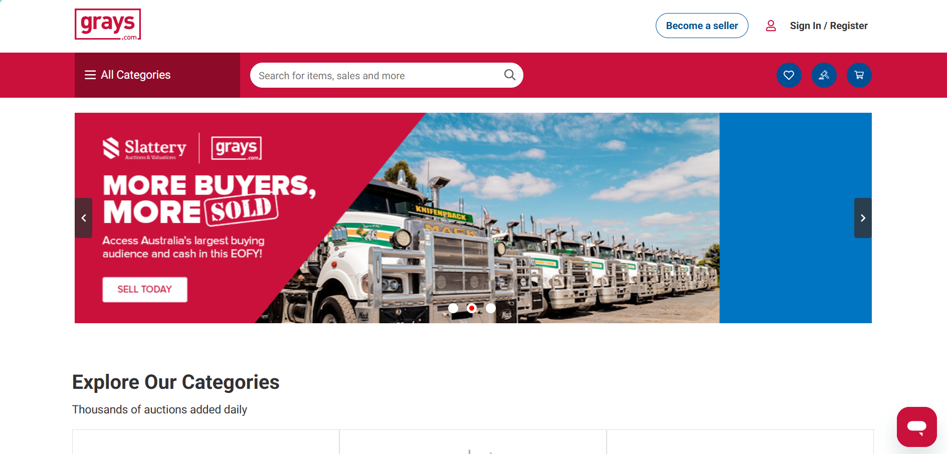 Alt text: GraysOnline homepage
