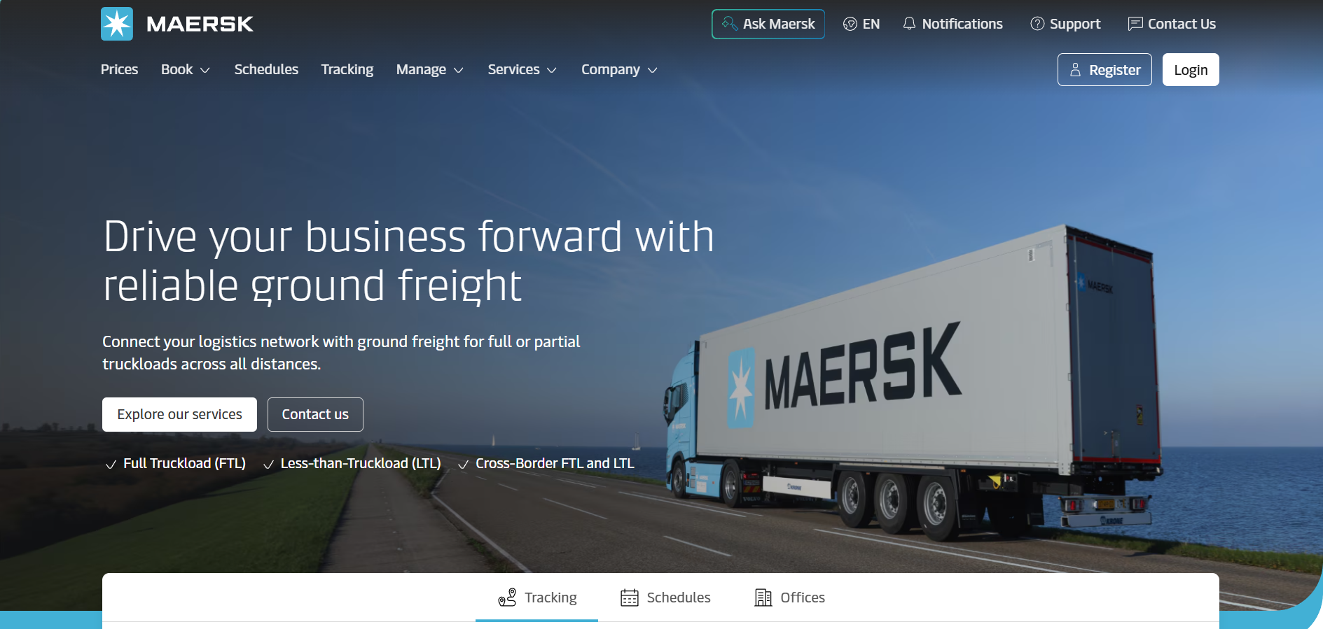 Alt text: Maersk homepage
