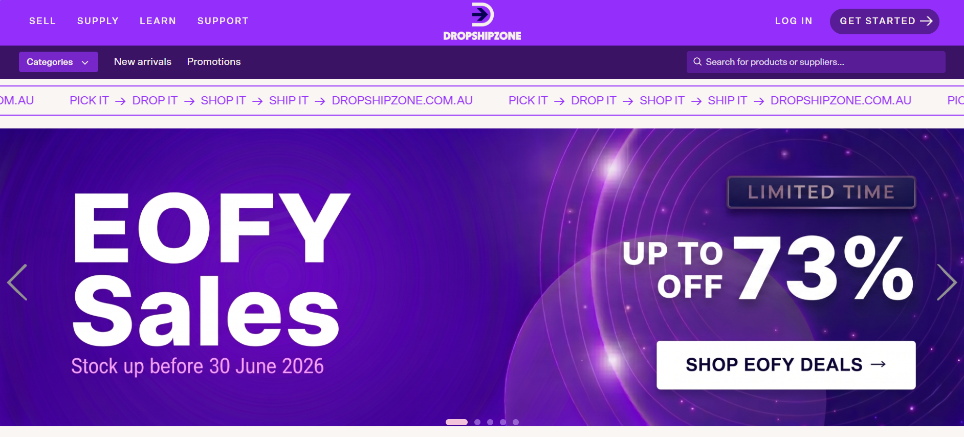 Alt text: Dropshipzone homepage