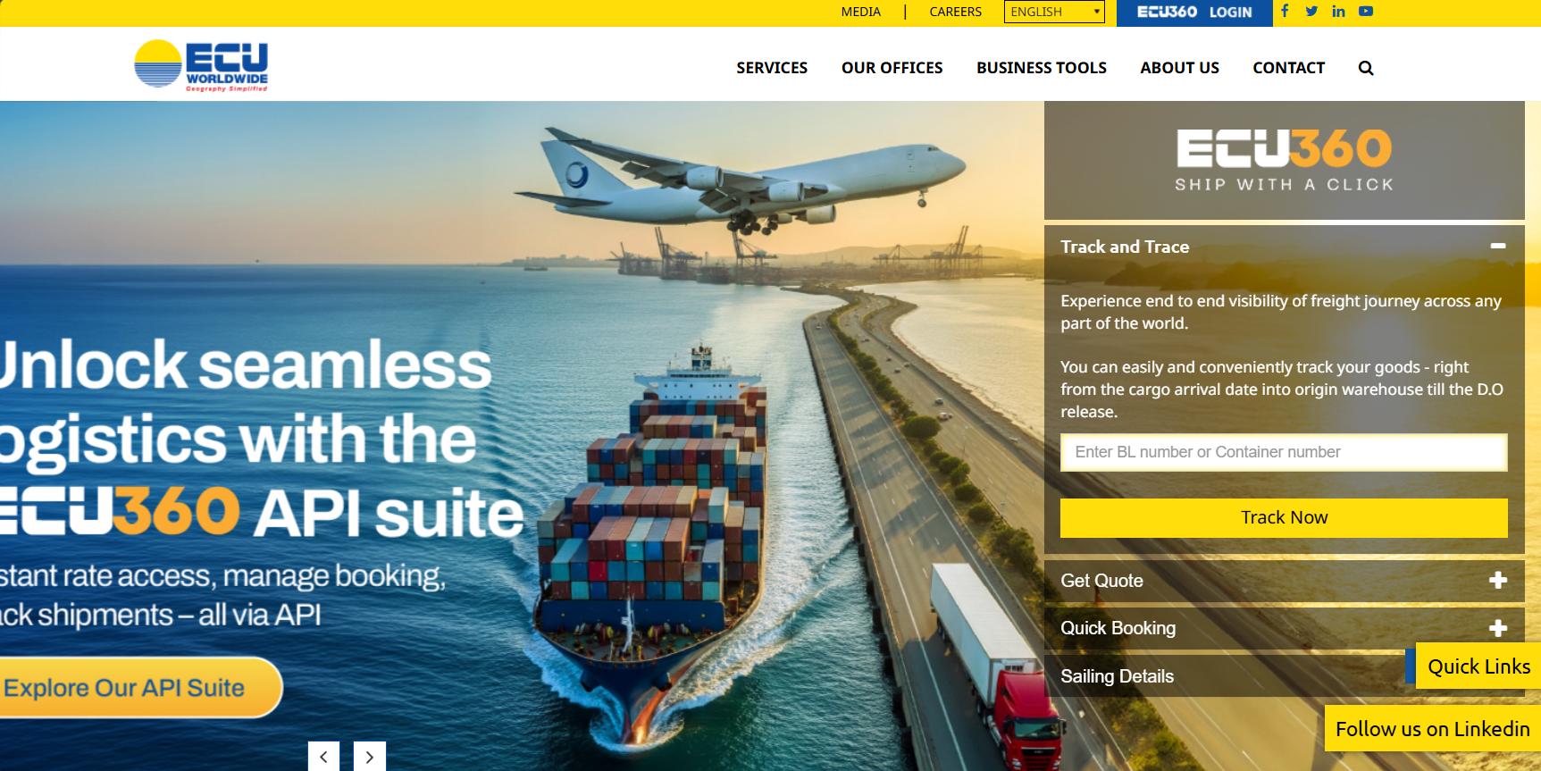 Alt text: ECU Worldwide homepage