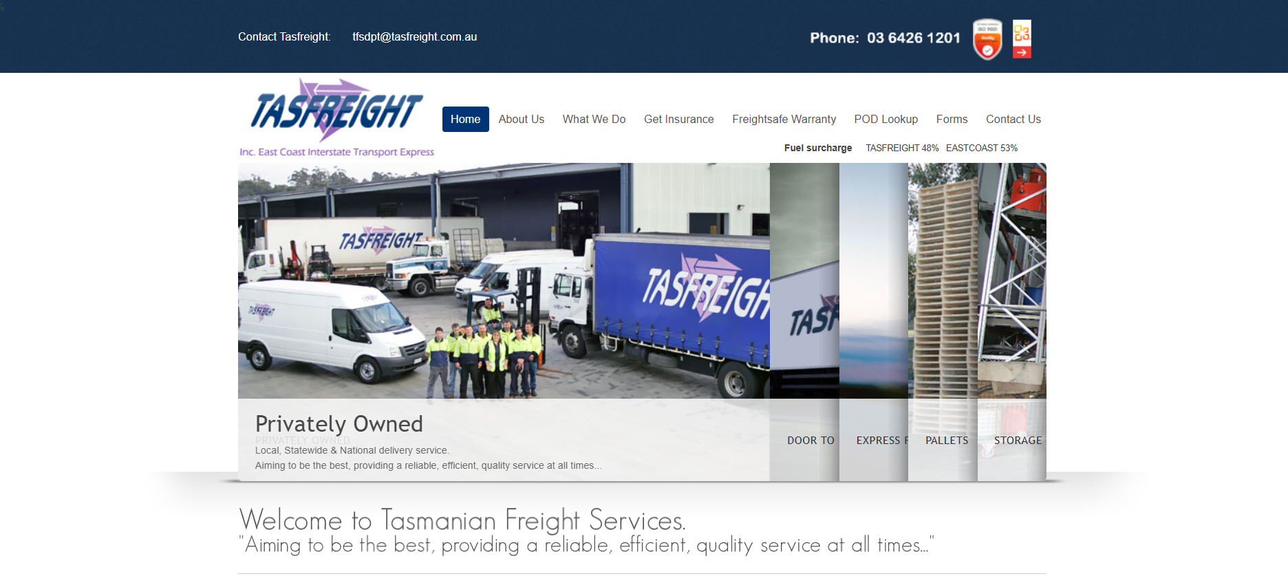 Alt text: TasFreight homepage