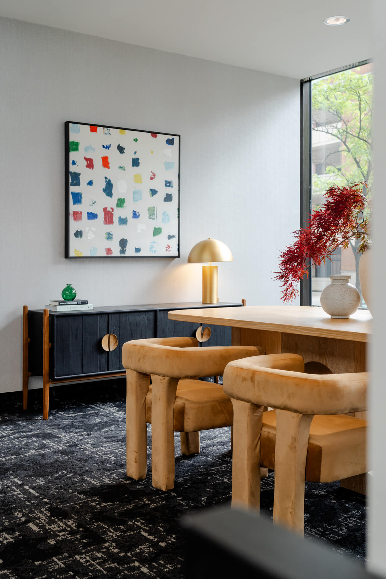 Furniture and art in Continental Tower lobby pod