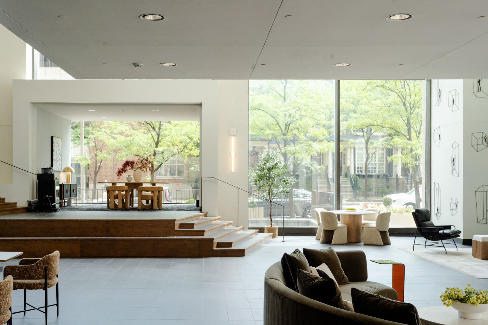 Wide shot of Continental Tower lobby furniture