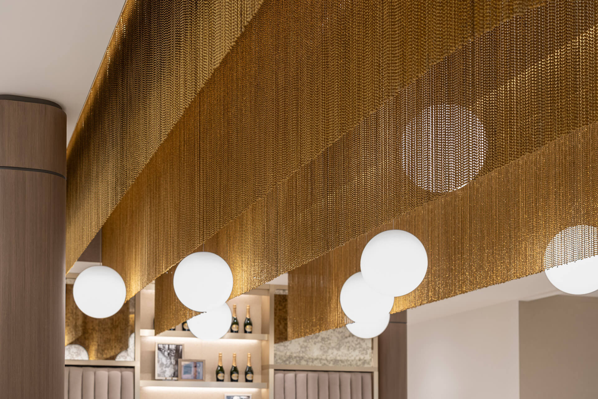 Diamond Cellar Easton champagne bar lighting detail