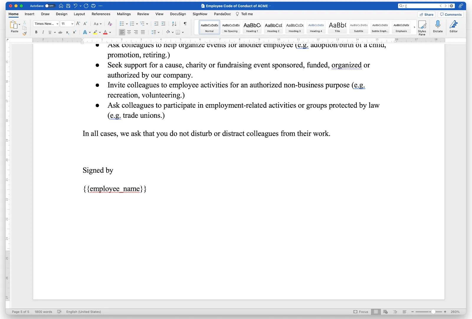 Приклад шаблону Word з динамічними полями