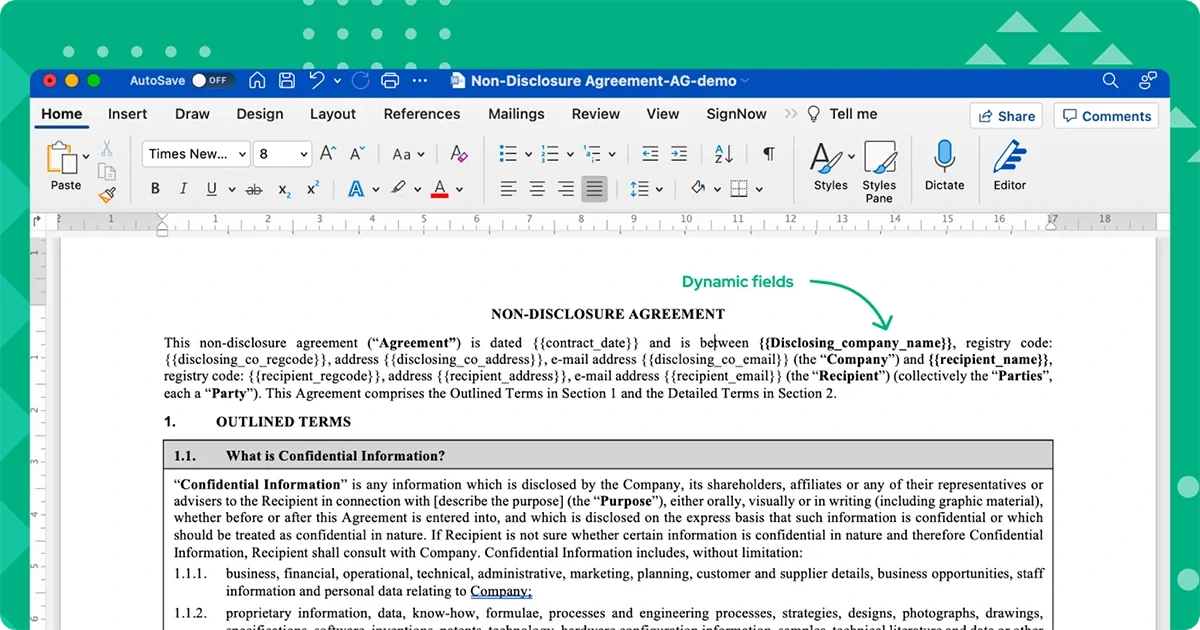 PDF Document with Variables