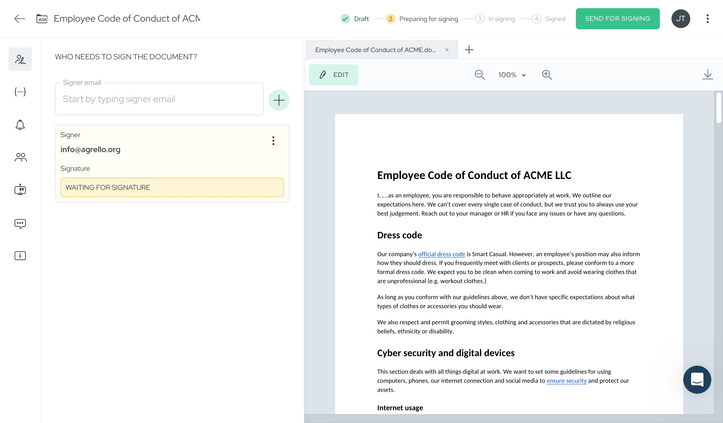 Додавання підписантів до документа