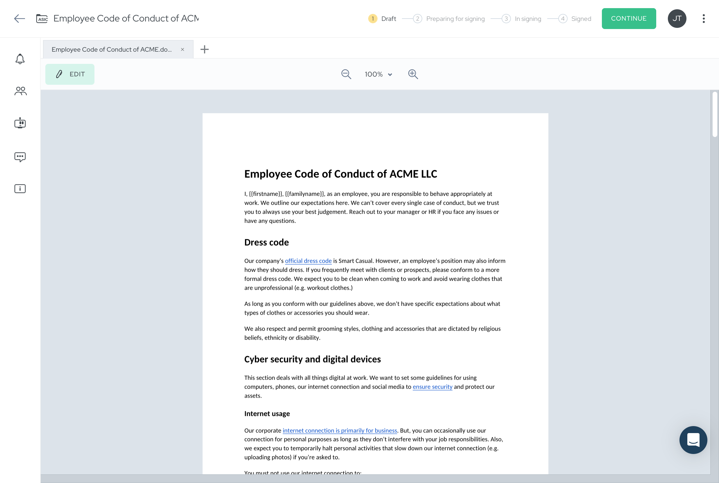 Document details view