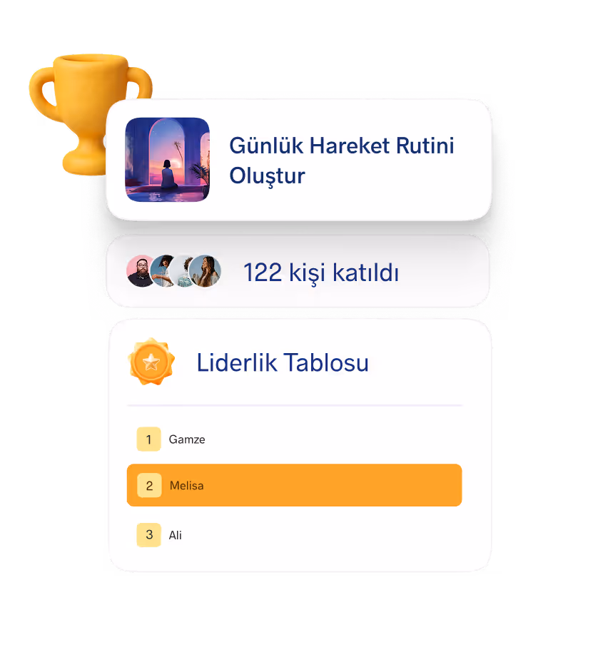 Yürüyüş, nefes çalışmaları ve ekip alışkanlığı geliştirme gibi çalışan wellness hedefleri 