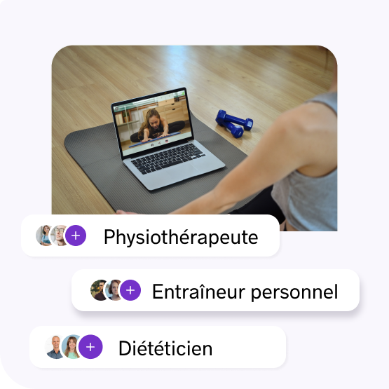 Services de physiothérapeute, coach sportif et expert/nutritionniste pour un accompagnement complet de la santé physique des employés.